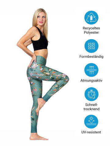Yoga Leggings Secret Garden aus Komfort-Stretch XS