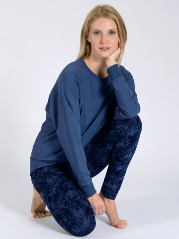 Sweater Anna Blue en mat&eacute;riau naturel