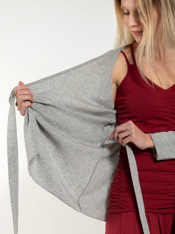 Wrap cardigan Zoe Grey made of natural material XS