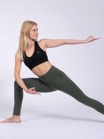 yoga leggings Kate khaki en matière naturelle