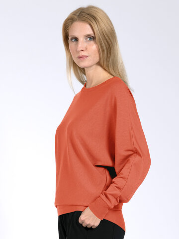 Sweater Anna Orange en mat&eacute;riau naturel 