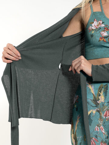 Wrap cardigan Zoe Khaki made of natural material