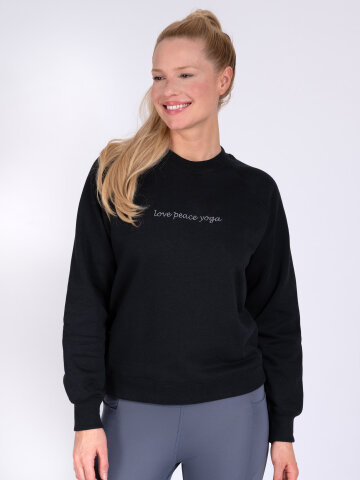 Sweater Bella Black mit Love Peace Yoga