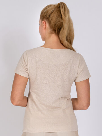 Yoga Shirt Celine Beige mit Leinen