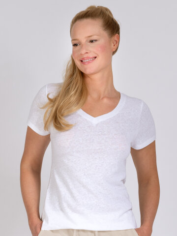 Yoga Shirt Celine Weiß mit Leinen