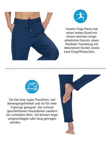 Pantalon de yoga Mela Denim bleu en matériau naturel doux et de haute qualité